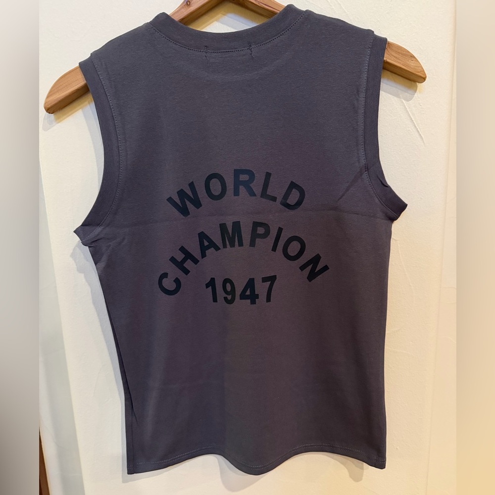 J'ADORE Dior Logo Tank Top muscle t shirt  US Size 10 dark grey/black - Picture 2 of 3